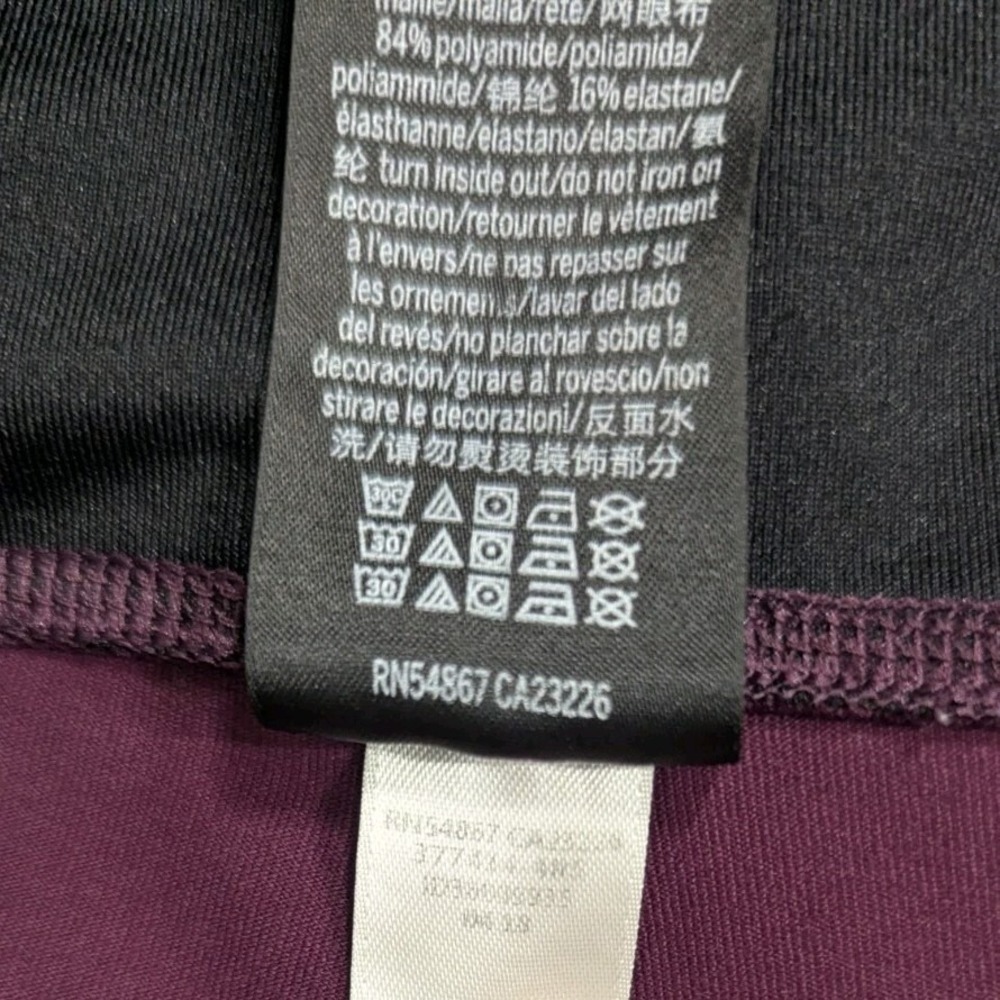 Victoria Secret Pink Leggings Women Medium Maroon High Rise Spellout Lace Cutout - Picture 13 of 15